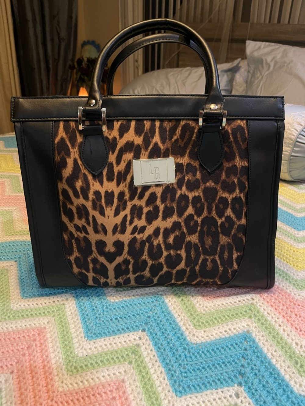 5 Pc. Leopard Print Travel Carry-On Tote with Undergarment & Toiletry Bags
